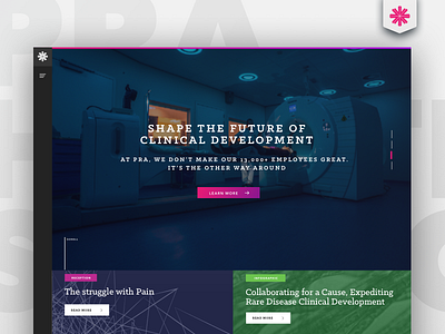 PRA Health Sciences Corporate Website Redesign bright color corporate gradient health sketch ui ux web website