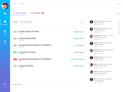 Weekly UI - 2 - Dashboard dashboard gradient panel projects single page application user