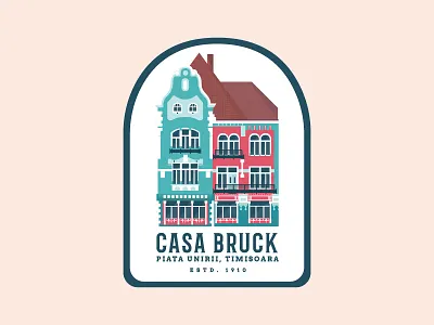 Casa Brück #1 badge blue building design house illustration illustrator red romania symbol timisoara