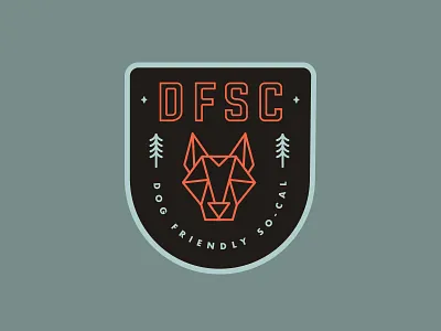 Dog Friendly SoCal 2/3 adventure badge design dog geometric minimal. meetup woods