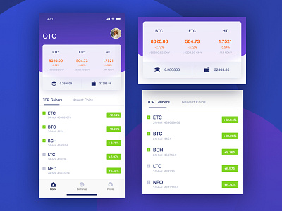 Block chain app blockchain btc design etc exchange interface ios otc ui ux