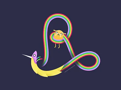 R For Rainicorn adventure time illustration lady rainicorn letterform lettering r rainicorn vector