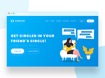 CIRCLED: Chat Solutions Landing Page 💬 app chat design dribbble flat gradients graphic ios solution ui ux web