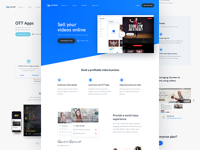 Website redesign for uscreen.tv blue designer homepage landing minimal site tv uscreen webpage website white