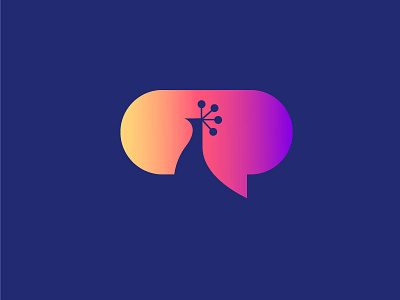 Peacock bird brandhalos chat colors colourful gradient identity illustration logo mark peacock talk