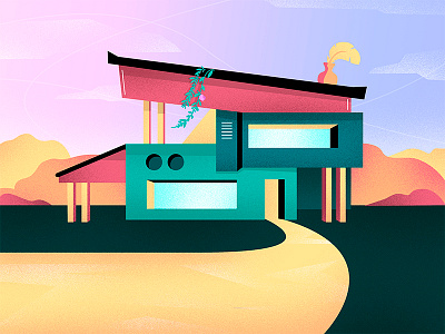 Gradient architecture 2d architecture building colors flat gradient home house illustration modern texture vector