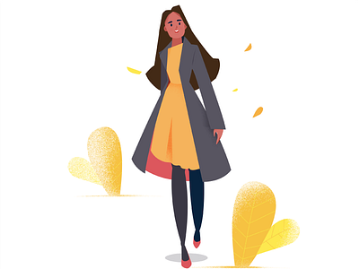 Awesome Weather autumn beautiful flat girl graphics illustration ui weather