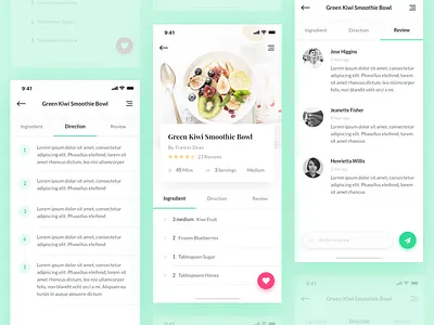 Recipe App app cook food green iphone mobile app design recipe ui