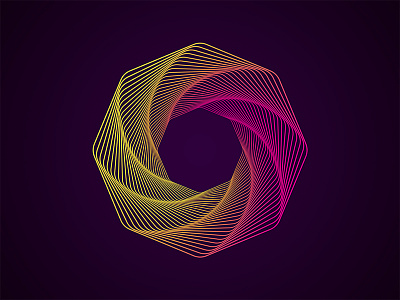 Octogonal O 36daysoftype design gradient letter line lineart o old spiral stroke twist vector