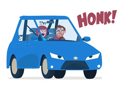 WIP - Gem and I (whisky the westie in the back) cars character couple design doodle driving illustration procreate