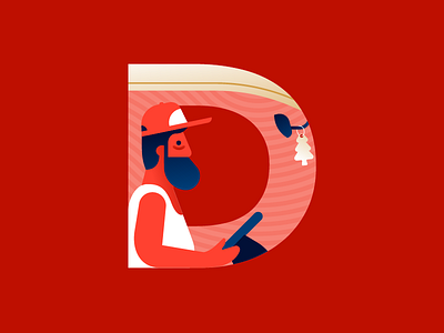 D | driver 36daysoftype characte d driver illustration illustrator letter lettering miguelcm scene type typography