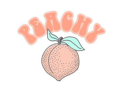 Just Peachy 60s 70s fruit hand drawn illustration peach peaches peachy retro