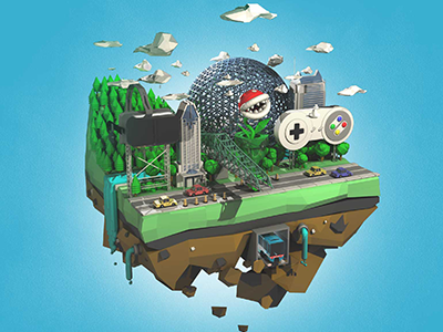 Montreal gaming city 3d lowpoly montreal videogames