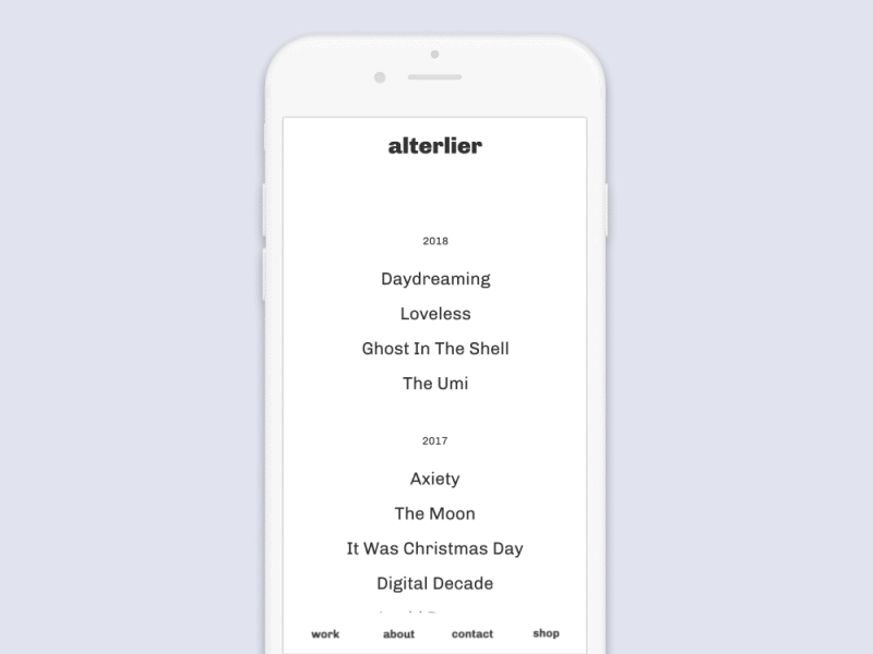 Alterlier.com art artist colombia coral design illustration mobile portfolio smooth ui ux website