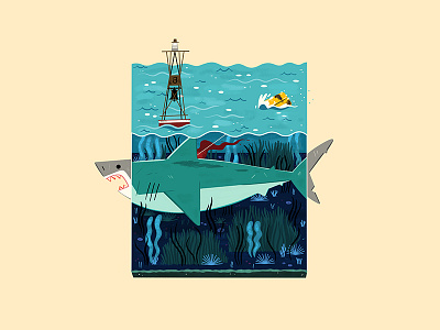 Tiny Amity Beach andrew kolb illustration jaws kolbisneat miniature steven spielberg