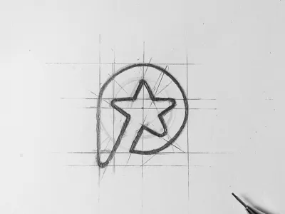 Percieve sketch high letter lettermark logo minimalist negativespace p quality sketch star symbol