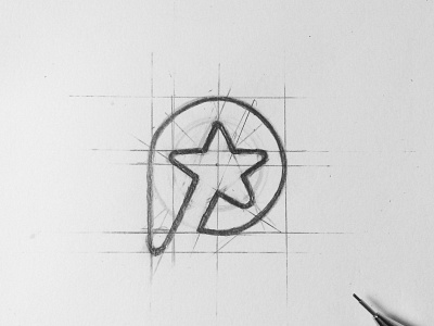 Percieve sketch high letter lettermark logo minimalist negativespace p quality sketch star symbol