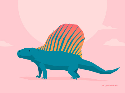 Dimetrodon dimetrodon geometric gradient not a dinosaur triassic tropical vector