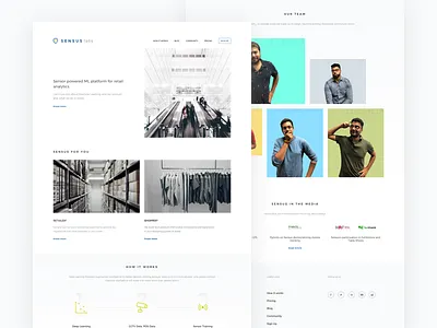 Landing page of Sensus labs Inc homepage how it works landing page machine learning minimal design our team sensus labs team section web design website design