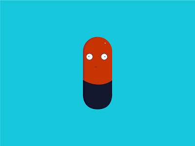 Confused pill blues cartoon graphics illustration pill red vector