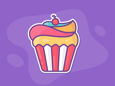 Cupcake Sticker colorful cupcake food golden ratio illustration logo sticker stickers sweet