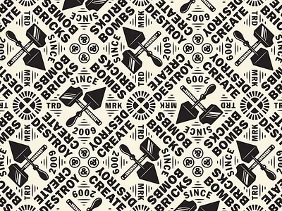 Bricks and Bombs Pattern bricks and bombs create and destroy hammer illustration pattern