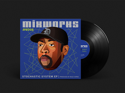 Stochastic System Ep Cover blue detroit floating head gradient illustration mix shading techno vector vinyl vinyl artwork