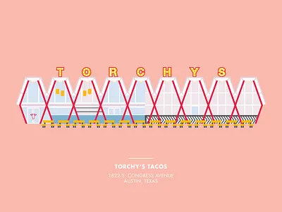 Torchy's Tacos architecture austin building diner drive in ilustration taco tacos texas torchys vector
