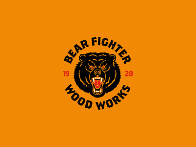 Bear Fighter Wood Works bear branding identity illustration logo