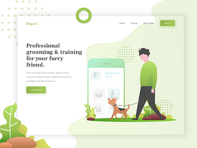 Pet care header illustration pet