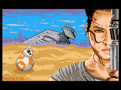 Rey's Scavenger Run 8bit awakens bb 8 bb8 force girl jedi pixel retro rey star wars