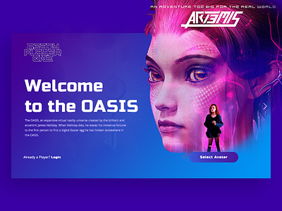 Welcome to the oasis - Sign up avatar card element game gradient login oasis porfile ready player one sign up ui