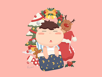 Christmas christmas elk gift illustration sleep