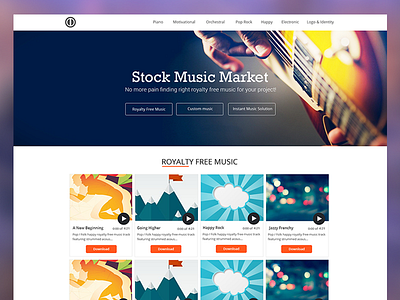 Stock Music flat gradient music typography ui user interface web website