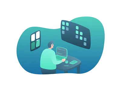 Belajar Coding blueocean fun gradient illustration sea ui vector