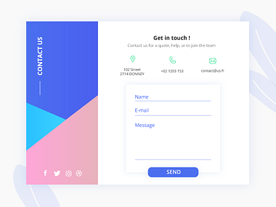 Contact us - Daily ui 28 28 blue clean color contact contact us daily ui daily ui challenge form interface spring web