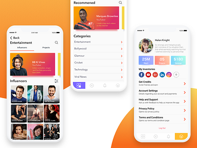 Influencer Marketing App brands celeb digital marketing influencer iphonex marketing mobile ui mobile ux social social media