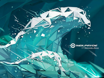 Polygonal Wave Illustration 3d digitalart illustration low low poly lowpoly poly polygonal sticker vector water wave