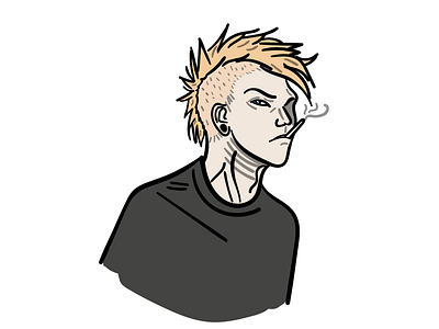 Punk color illustration mohawk music punk rock scene smoke