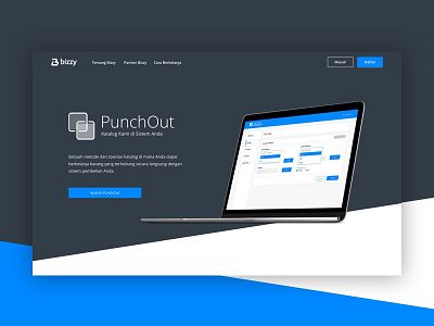 Bizzy | PunchOut b2b bluish e procurement minimal uiux webpage website white