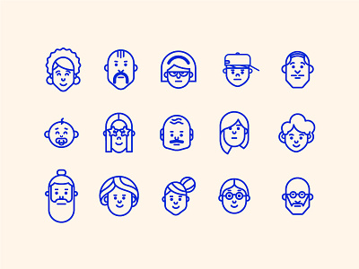 Avatar Set avatar face icon illustration line man people profile set user vector woman