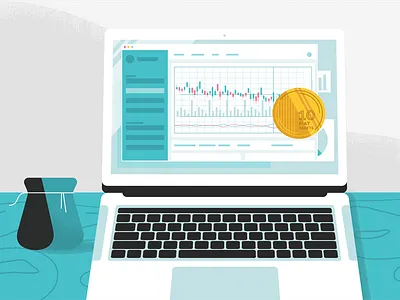 Tokenlend / How's it works crypto illustration laptop money