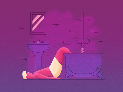 Hot Hot Hot v3 bathtub graphic design hot illustration naked on floor person sink