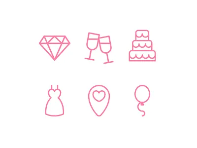 Wedding Icons ❤️ balloon cake diamond icon icons illustration location love valentines vector wedding