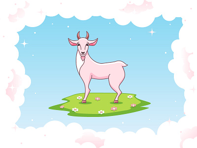 Glamorous Goat animal character clouds goat illustration illustrator vector