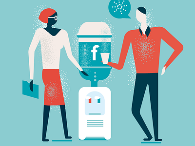 Facebook watercooler discussion facebook illustration lifestyle sharing social media talking voice watercooler