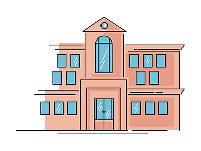 College Linear 2d color design graphic graphicdesign illustration lenear college building vector
