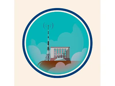 TV Tower building flat illustration tower tv vector