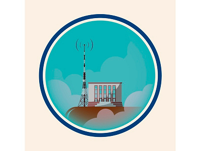 TV Tower building flat illustration tower tv vector