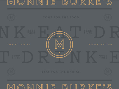 Monnie Burke's 02 branding chicago drink eat gold gray logo m mark monogram restaurant